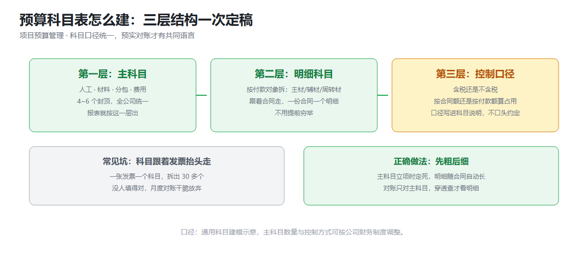 预算科目三层结构搭建信息图