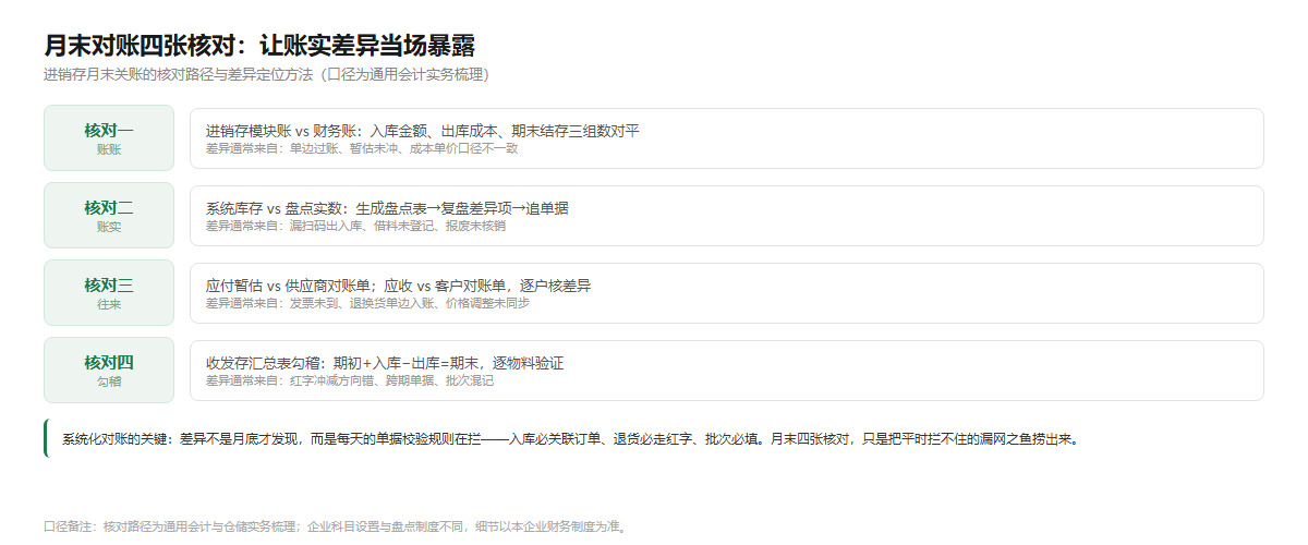 月末对账四张核对路径图