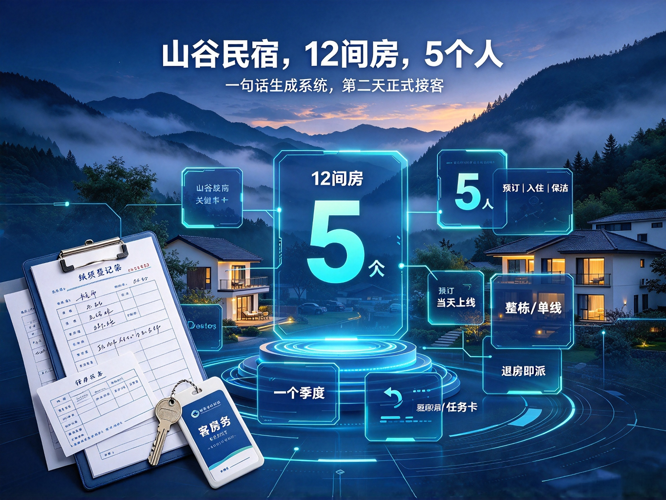 山谷里12间房的民宿,把系统这件事当天办完了