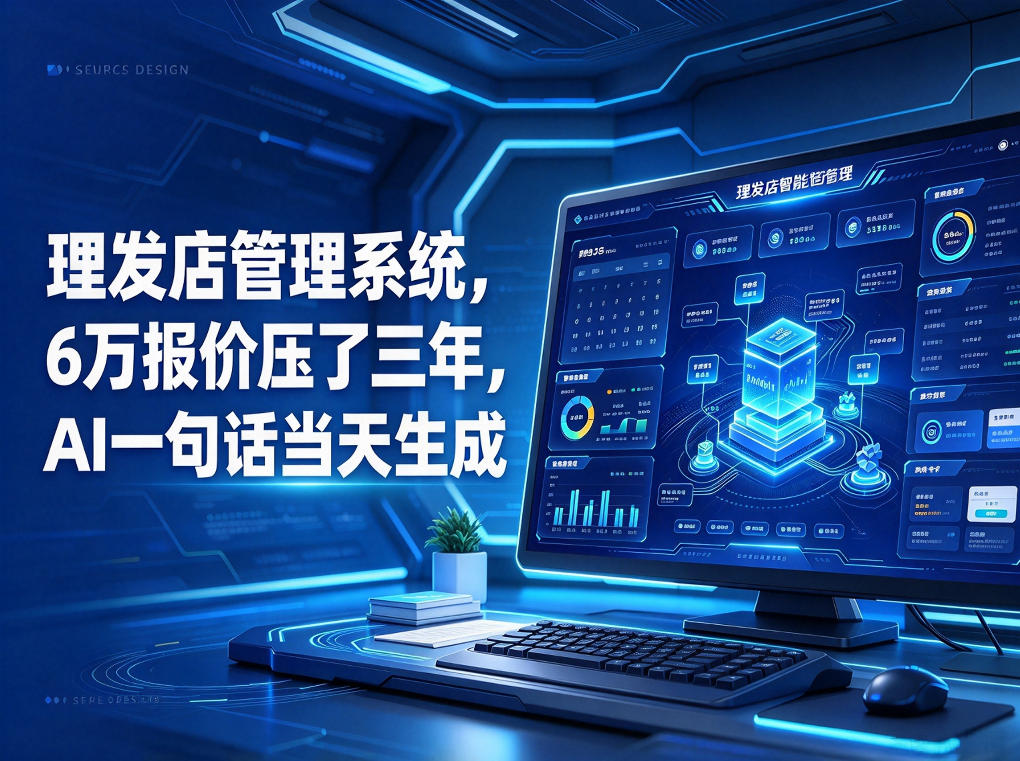 理发店管理系统,6万报价压了三年,AI一句话当天生成