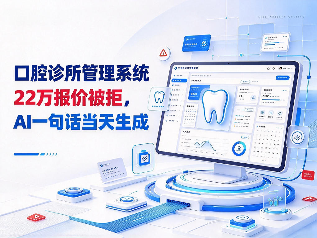 口腔诊所管理系统22万报价被拒，AI一句话当天生成