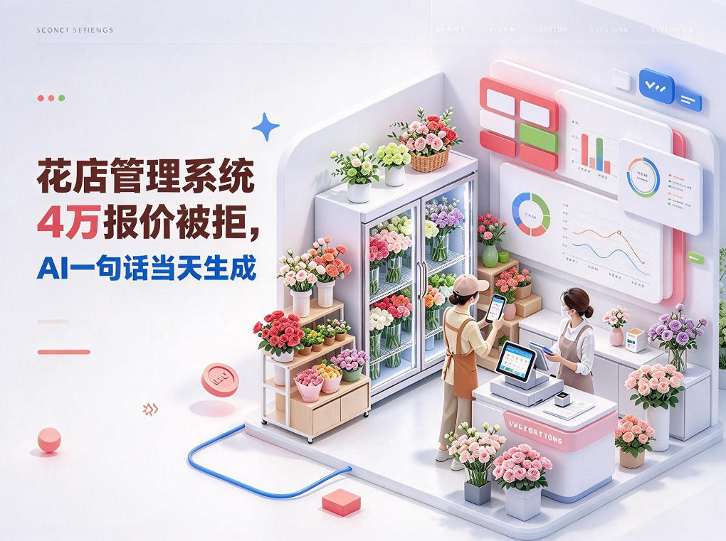 花店管理系统4万报价被拒，AI一句话当天生成